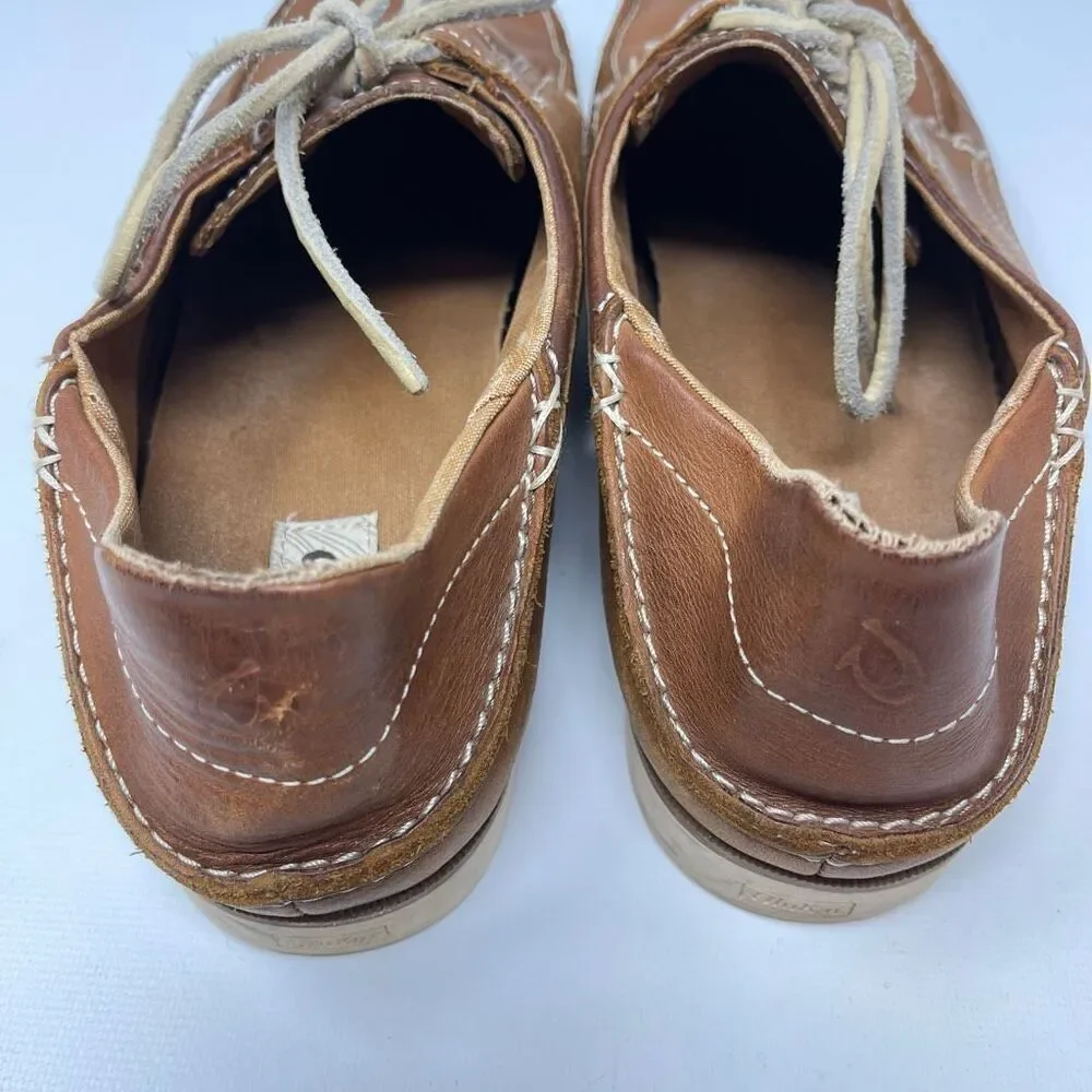 Olukai Moku Leather Loafers Boat Shoes Dark Java Men’s Size 9.5